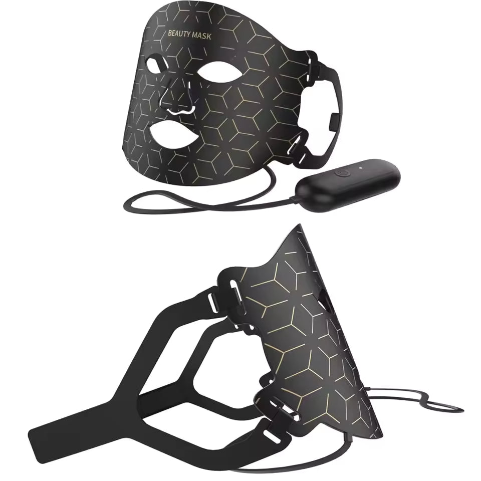 Home Use 7-Color LED Silicone Face Mask | Wireless Red Light Therapy Beauty Mask | Black & Pink
