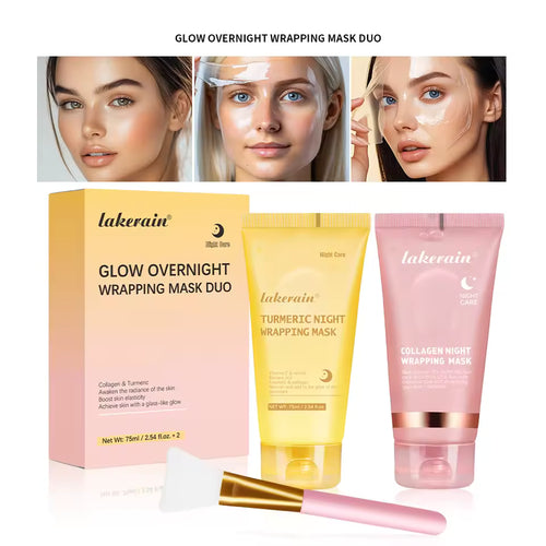 2PCS Turmeric & Collagen Night Wrapping Mask – Deep Hydration Sleeping Peel-Off Face Mask