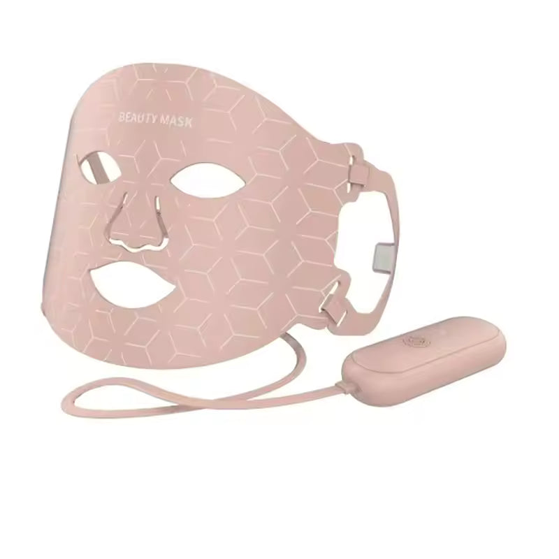 Home Use 7-Color LED Silicone Face Mask | Wireless Red Light Therapy Beauty Mask | Black & Pink