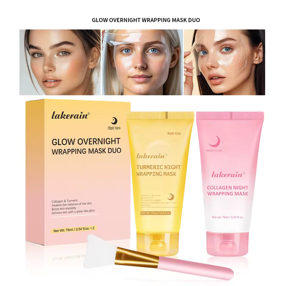 2PCS Turmeric & Collagen Night Wrapping Mask – Deep Hydration Sleeping Peel-Off Face Mask