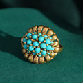 Victorian Turquoise Bloom Ring – 18K Gold Plated Adjustable Vintage Statement Ring
