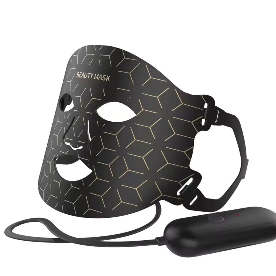 Home Use 7-Color LED Silicone Face Mask | Wireless Red Light Therapy Beauty Mask | Black & Pink