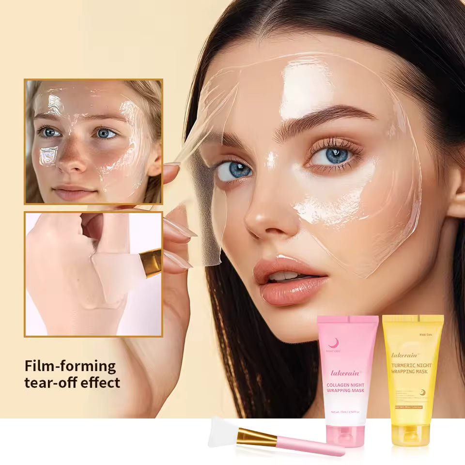 2PCS Turmeric & Collagen Night Wrapping Mask – Deep Hydration Sleeping Peel-Off Face Mask